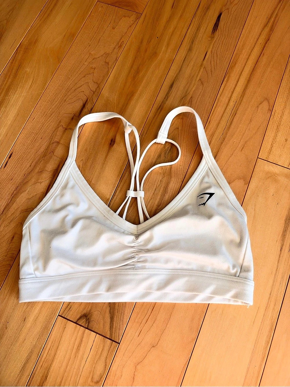 Gymshark Ruched Strappy Sports Bra White
